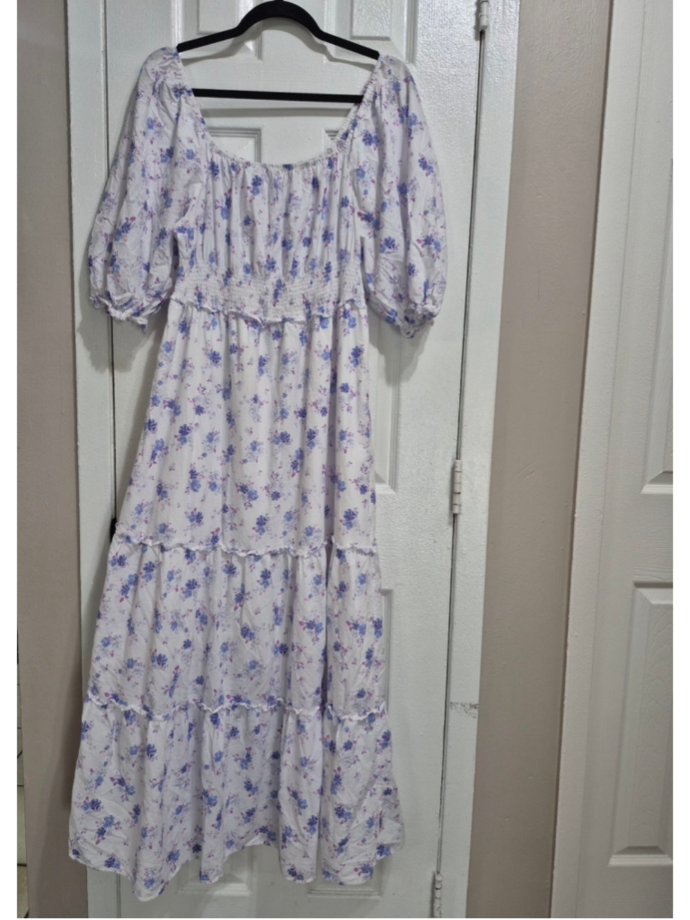 Women's LoveShackFancy Maxi Dress Size M White Purple Floral